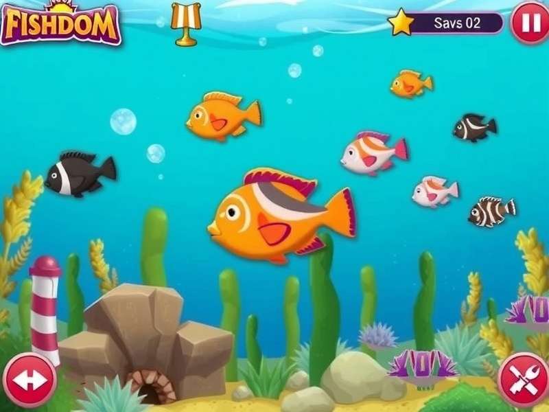 Fishdom गेमप्ले स्क्रीनशॉट - मछलियों और पहेली को दिखाता हुआ