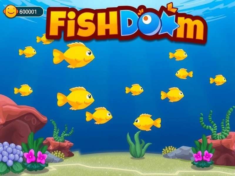Screenshot of Fishdom game showing colorful match-3 puzzle and decorated aquarium
