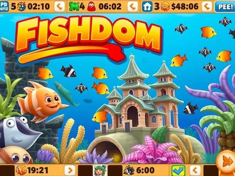 Colorful aquarium with tropical fish representing Fishdom H2O game