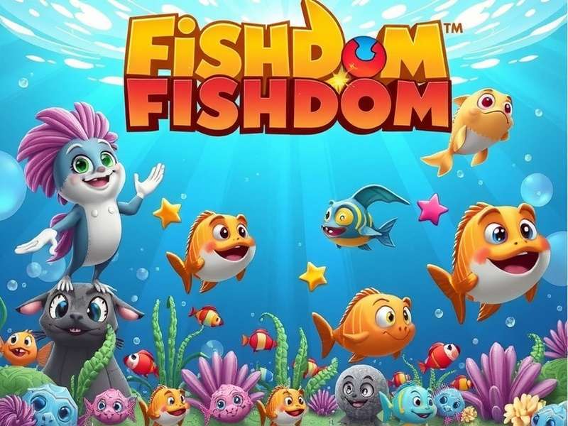 Fishdom gameplay screenshot showing match-3 puzzle and aquarium