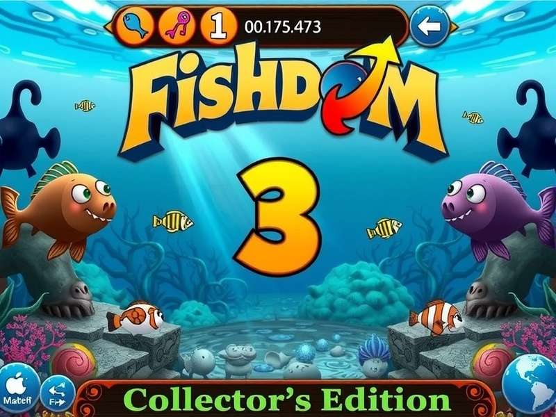 Detailed aquarium customization screen in Fishdom 3 Collector's Edition showing coral, treasure chests, and exotic fish
