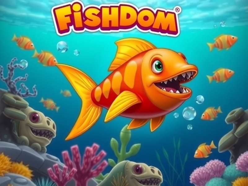 Collage of Fishdom game scenes showing colorful match-3 puzzles and beautifully decorated aquariums