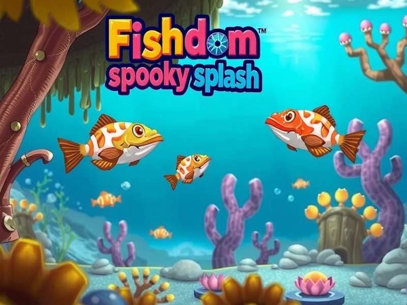 Gameplay screenshot of Fishdom Spooky Splash showing underwater Halloween theme