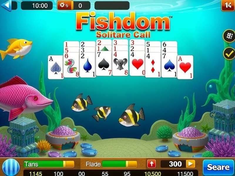 Colorful underwater aquarium with various fish and decorations, representing the Fishdom game aesthetic.