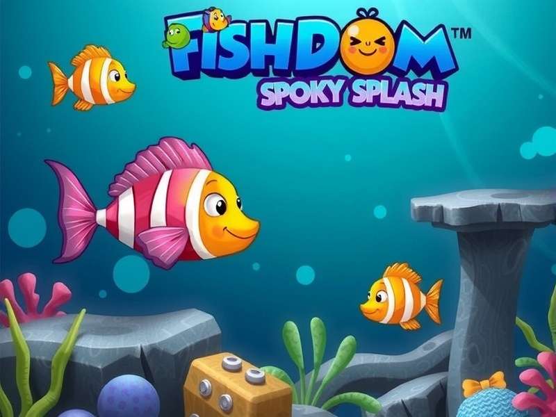 Colorful Halloween themed aquarium with digital fish and pumpkins in Fishdom Spooky Splash