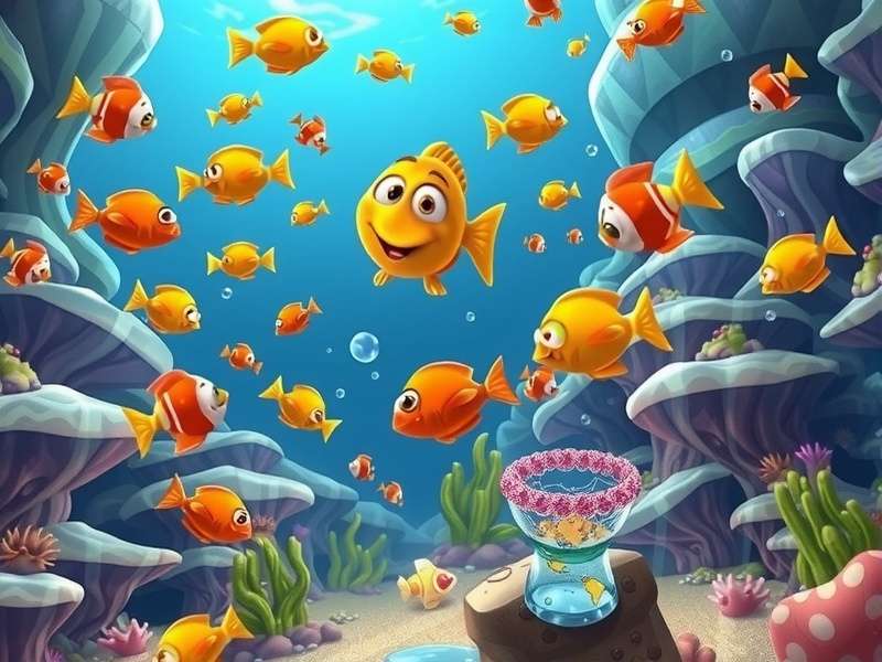Colorful tropical fish swimming in a beautifully decorated aquarium, representing Fishdom 5 gameplay