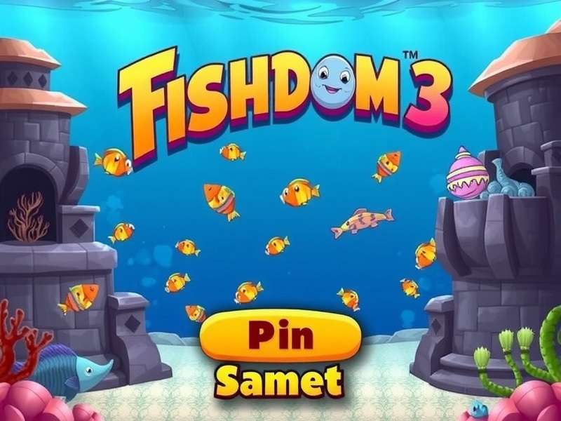 Colorful underwater aquarium scene with fish and decorations