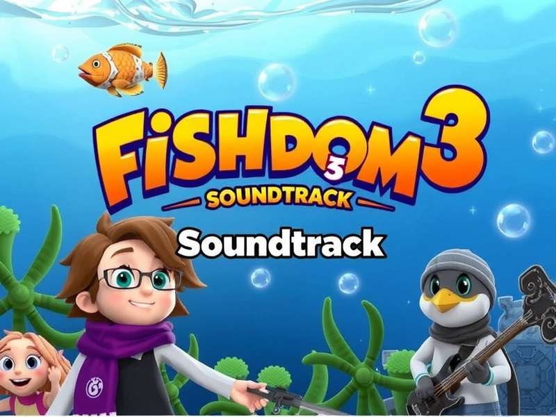 A conceptual image of a composer working on Fishdom 3 soundtrack with aquatic visuals on screen