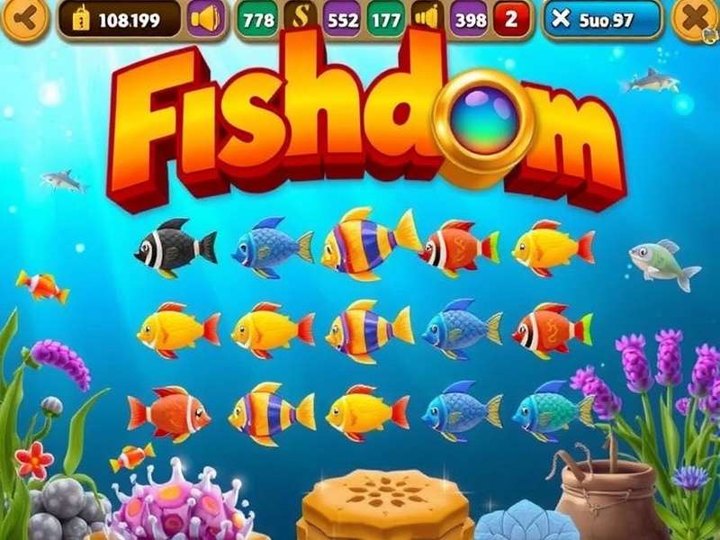 Colorful aquarium with exotic fish and decorations from Fishdom game