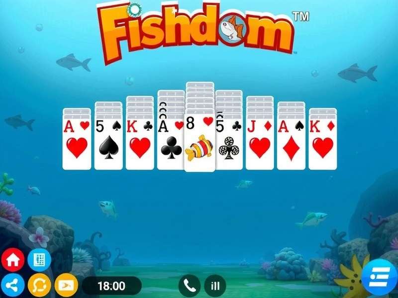Fishdom Solitaire Game master guide featuring aquarium scene with tropical fish and gameplay overlay