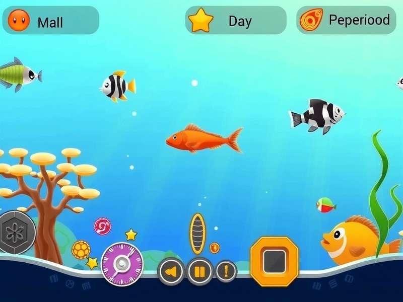 Fishdom 5 gameplay screenshot showing a beautifully decorated aquarium with colorful fish and matching tiles