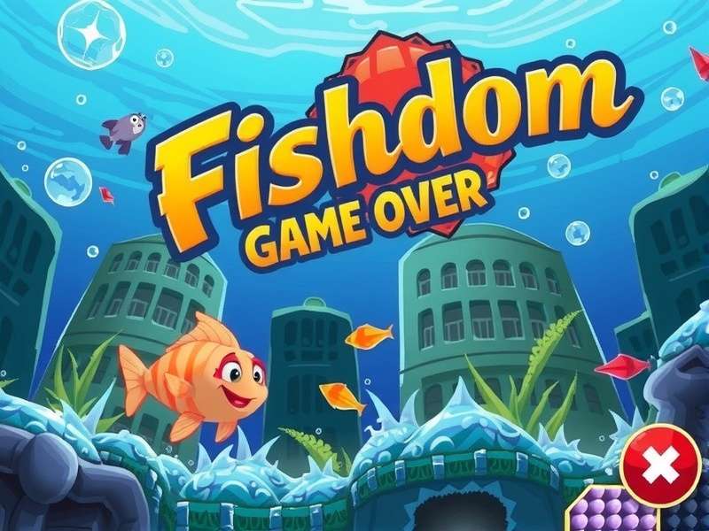 Fishdom Game Over guide illustration featuring aquarium and puzzle elements for Indian players