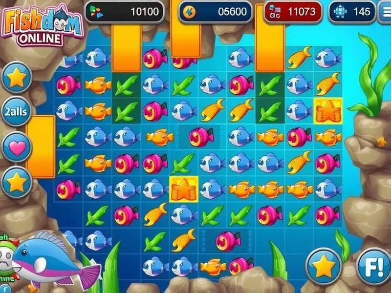 Fishdom 3 gameplay aquarium puzzle with vibrant underwater scene and solitaire mini-games